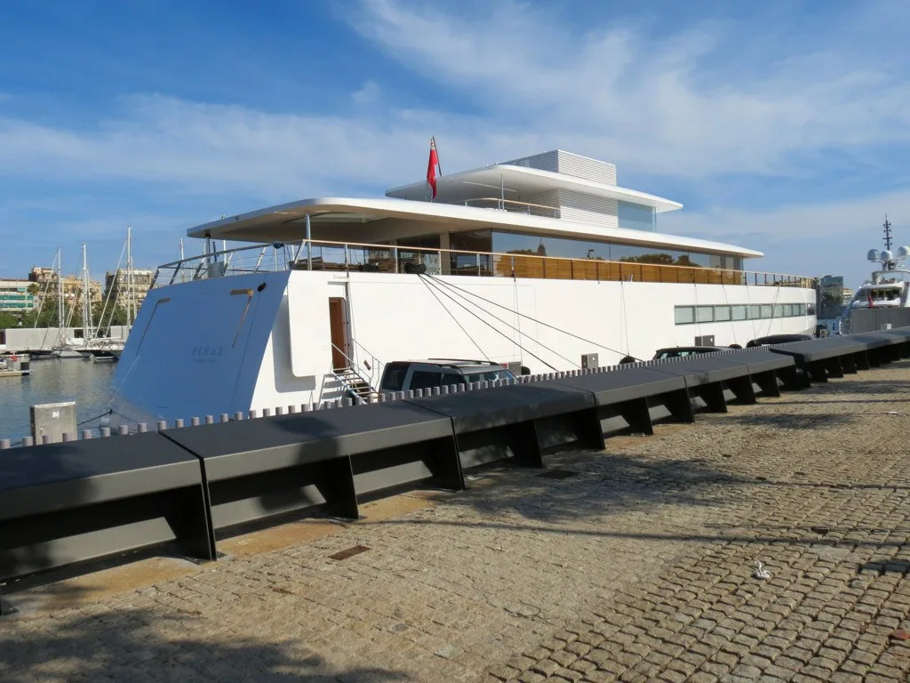 The Venus, belonging to the late Steve Jobs, Barcelona Harbour