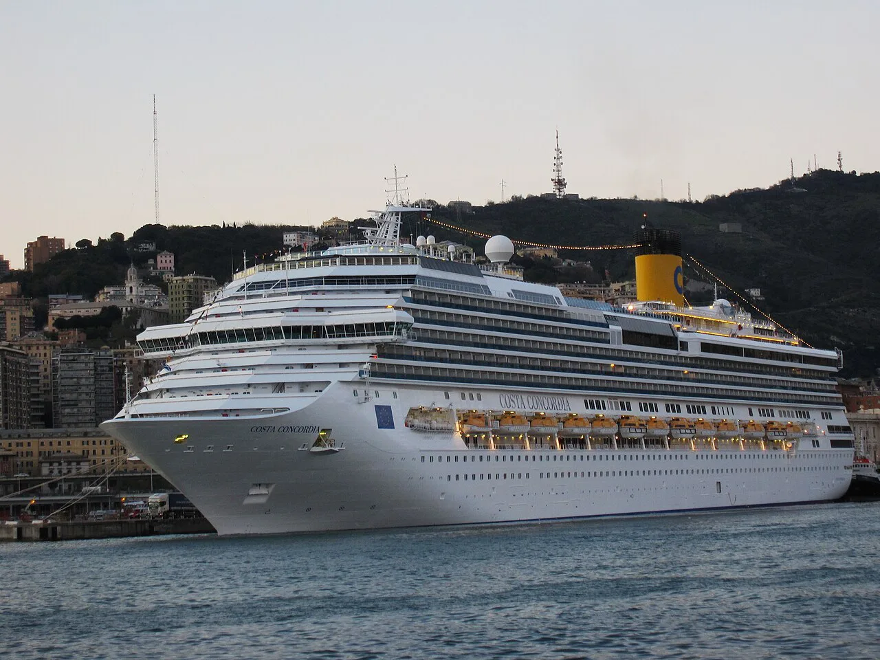 Cruise Ship Costa Concordia in Genoa Harbour - November