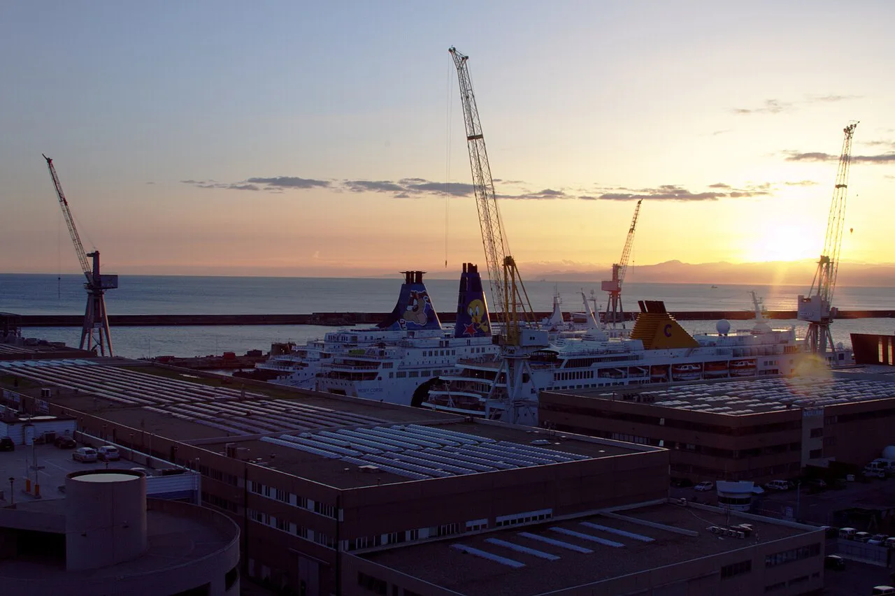 Sunset - Harbour of Genoa seen from Piazzale di San Francesco D'Assisi - Genoa