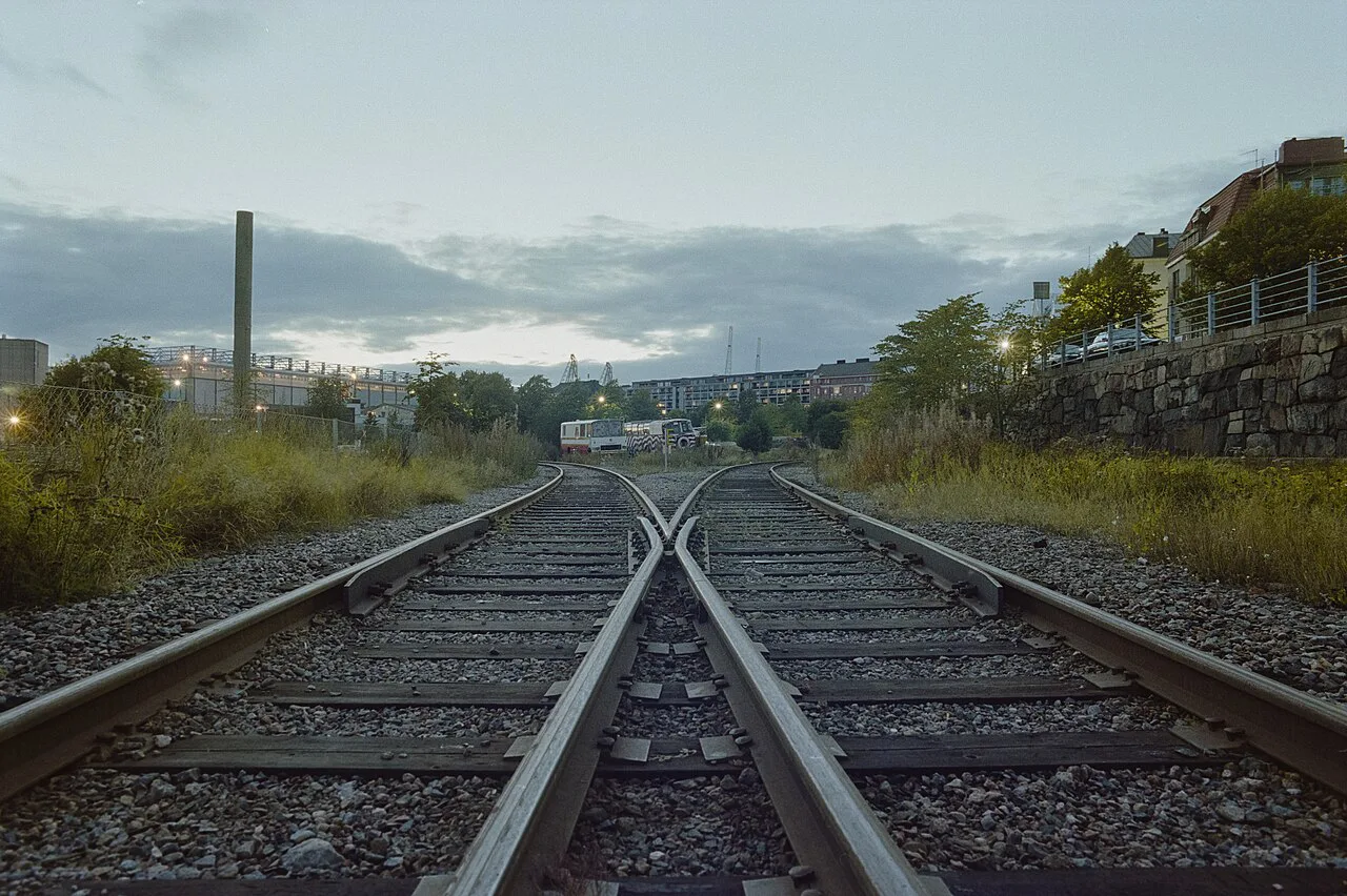 Harbour rail tracks in Eira, Helsinki, Finland