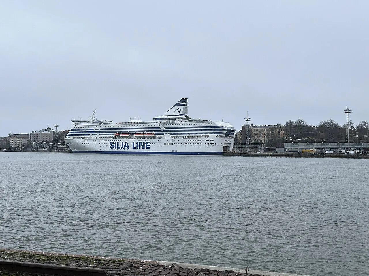 Silja Serenade (ship) in South Harbour, Helsinki, Finland, February