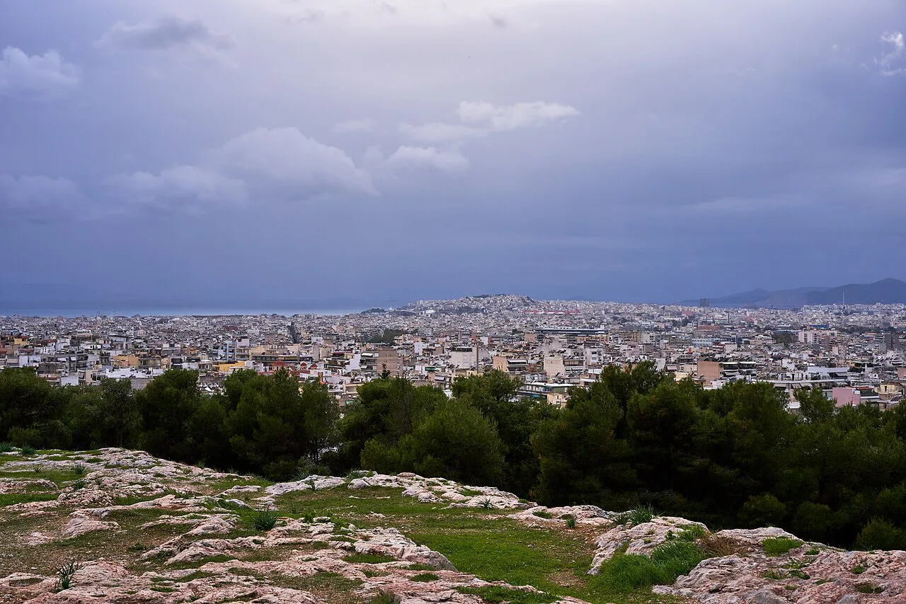The peninsula of Piraeus from the plateau of Melite on December
