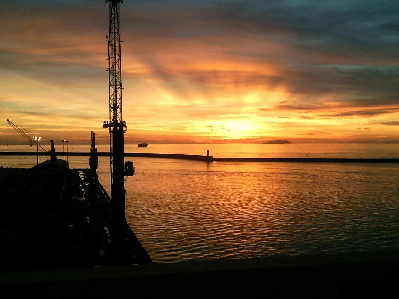Sunset at Livorno harbour, Italy