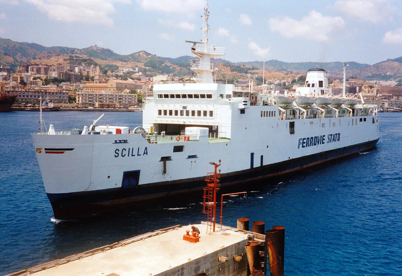Train Ferry Scilla docking in the Harbour of Messina - Sicily - Italy - 18 June