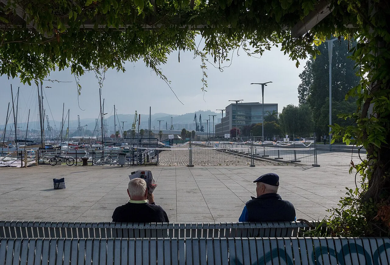Two men sitting on a bench, Vigo Port, Galicia, Spain (PPL1-Corrected) julesvernex